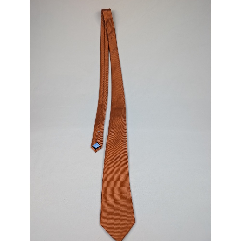 Countess Mara Mens Burnt Orange Ribbed Texture Polyester Necktie